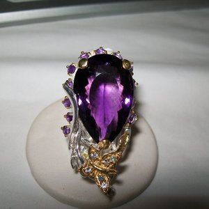 GORGEOUS 50CT NATURAL AFRICAN AMETHYST DESIGNER COCKTAIL RING SIZE 8